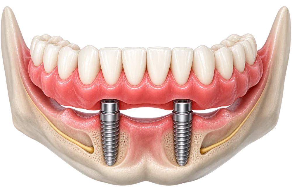 proteza zębowa na dwóch implantach typu locator